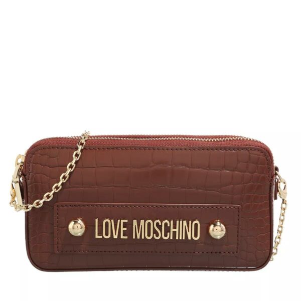 Moschino Love WALLET Portaf.Big Logo Croco Slg Pu Marrone Braun