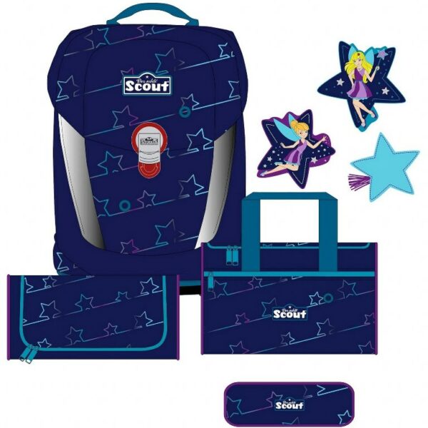 Scout Schulrucksack Sunny II Set 4tlg. Blue Star Funny Snaps Blau