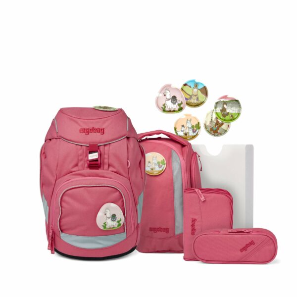 Ergobag Schulrucksack Pack Set 6tlg. Eco Hero Edition Lamas in Bärjamas Rosa