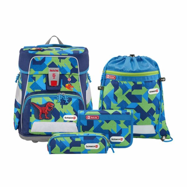 Step by Step Schulrucksack Space Set 5tlg. Schleich Dinosaurs Velociraptor Blau