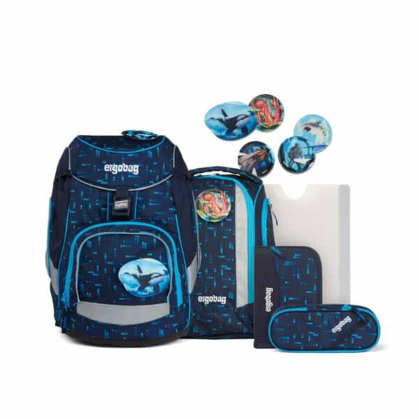 Ergobag Schulrucksack Pack Set 6tlg. Lumi Edition TiefseetauchBär Blau